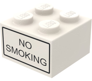 LEGO Wit Steen 2 x 2 met "NO SMOKING" Stickers from Set 6375-2 (3003)