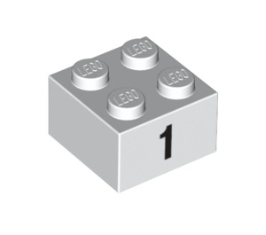 LEGO Wit Steen 2 x 2 met Number 1 (14810 / 97637)