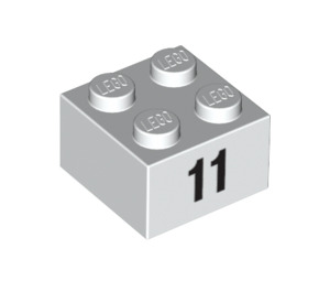 LEGO White Brick 2 x 2 with Number 11 (14864 / 97647)