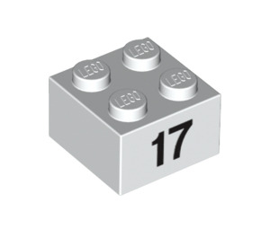 LEGO Weiß Backstein 2 x 2 mit Number 17 (14885 / 97655)