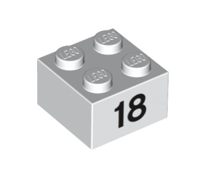 LEGO White Brick 2 x 2 with Number 18 (14887 / 97656)