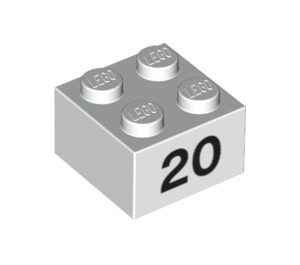 LEGO White Brick 2 x 2 with Number 20 (14895 / 97658)