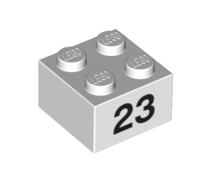 LEGO Weiß Backstein 2 x 2 mit Number 23 (14921 / 97661)