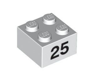 LEGO White Brick 2 x 2 with Number 25 (3003)