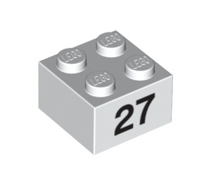 LEGO White Brick 2 x 2 with Number 27 (14936 / 97665)