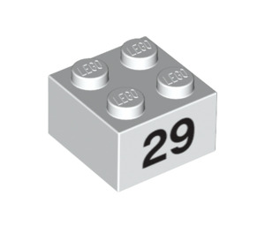 LEGO Weiß Backstein 2 x 2 mit Number 29 (14941 / 97667)