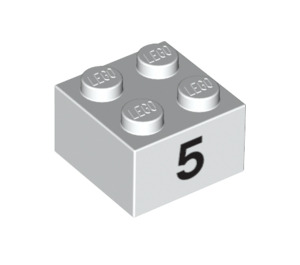 LEGO White Brick 2 x 2 with Number 5 (14832 / 97641)