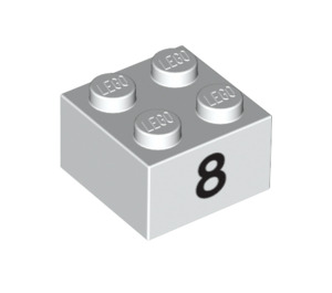 LEGO White Brick 2 x 2 with Number 8 (14844 / 97644)