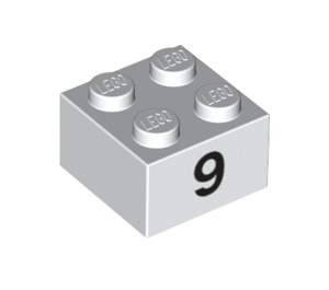 LEGO blanc Brique 2 x 2 avec Number 9 (14849 / 97645)
