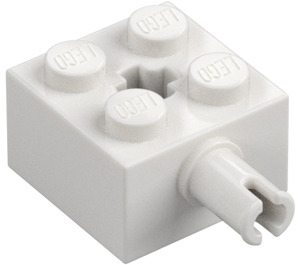 LEGO hvid Klods 2 x 2 med Pin og akselhul (6232 / 42929)