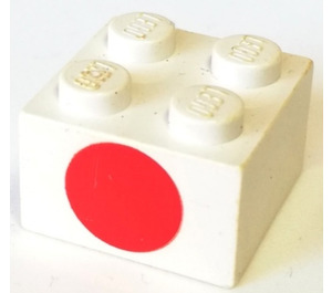 LEGO Blanc Brique 2 x 2 avec Rouge Cercle (3003)