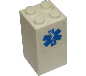 LEGO White Brick 2 x 2 x 3 with EMT Star of Life Sticker (30145)