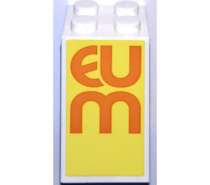 LEGO White Brick 2 x 2 x 3 with Eum Part of Museum Sticker (30145)