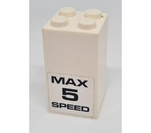 LEGO Vit Kloss 2 x 2 x 3 med 'MAX 5 SPEED' Klistermärke (30145)