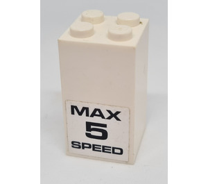 LEGO White Brick 2 x 2 x 3 with 'MAX 5 SPEED' Sticker (30145)