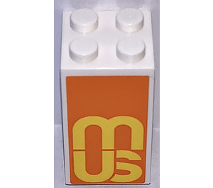 LEGO White Brick 2 x 2 x 3 with Mus Part of Museum Sticker (30145)
