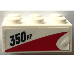 LEGO White Brick 2 x 3 with 350 HP and red stripe Sticker (3002)