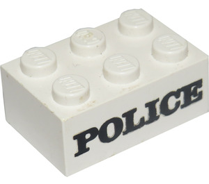 LEGO Bianco Mattoncino 2 x 3 con Nero "Polizia" Serif (3002)