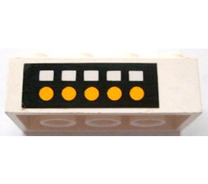 LEGO Wit Steen 2 x 4 met 5 Wit Squares en 5 Geel Circles Aan Zwart Background Sticker (3001)