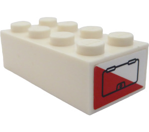 LEGO White Brick 2 x 4 with Battery on two sides Sticker (3001)