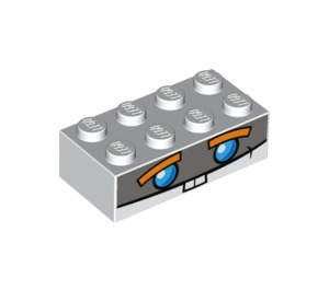LEGO White Brick 2 x 4 with Face with Teeth (3001 / 34297)