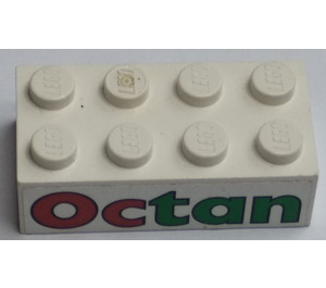 LEGO blanc Brique 2 x 4 avec Octan Modèle Autocollant (3001)