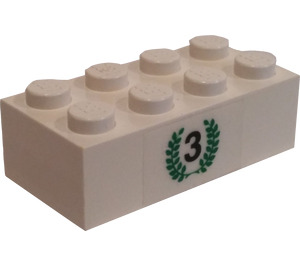 LEGO White Brick 2 x 4 with Third Place Sticker (3001)
