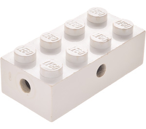 LEGO White Brick 2 x 4 with Wheels Holder (Opaque Bottom)
