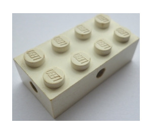 LEGO White Brick 2 x 4 with Wheels Holder (Transparent Bottom)
