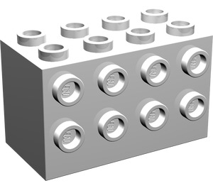 LEGO blanc Brique 2 x 4 x 2 avec Goujons sur Sides (2434)