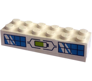 LEGO White Brick 2 x 6 with Battery and Solar Panels Sticker (2456)
