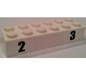 LEGO White Brick 2 x 6 with Second and Third Place Sticker (2456)