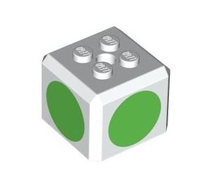 LEGO Wit Steen 3 x 3 x 2 Cube met 2 x 2 Studs Aan Top met Green Circles (66855 / 79548)