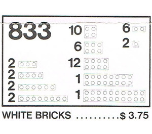 LEGO White Bricks Parts Pack Set 833