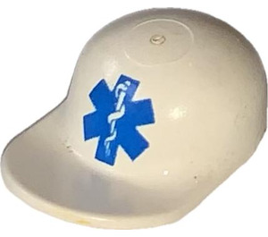 LEGO White Cap with Blue EMT Star of Life logo with Long Flat Bill (4485)