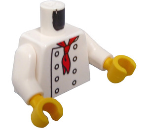 LEGO Wit Chef Minifig Torso zonder shirtrimpels (973 / 76382)