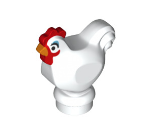 LEGO White Chicken with Eyelashes (Narrow Base) (95342 / 99576)