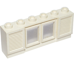 LEGO Wit Classic Venster 1 x 6 x 2 met 2 Ruiten en Shutters Korte lip