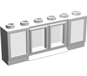 LEGO Weiß Classic Fenster 1 x 6 x 2 mit Shutters (Alter Typ) Erweiterte Lippe mit Glas
