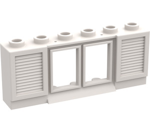 LEGO Bílá Classic Okno 1 x 6 x 2 s Shutters (starý typ) Prodloužený okraj bez skla