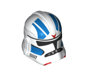 LEGO Weiß Clone Trooper Helm (Phase 2) mit Blau Streifen und Rot Markierungen (11217 / 68717)