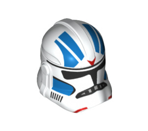 LEGO Wit Clone Trooper Helm (Phase 2) met Blauw Strepen en Rood Markings (11217 / 68717)