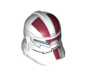 LEGO Bianco Clone Trooper Casco (Phase 2) con Rosso, Nero, e Blu Jek-14 Modello (11217 / 14553)