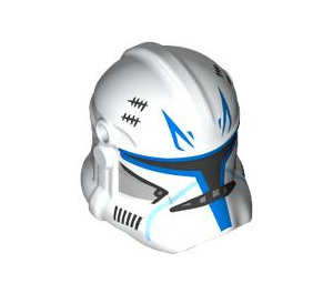 LEGO White Clone Trooper Helmet with Holes with Captain Rex Blue Markings (11217 / 104618)