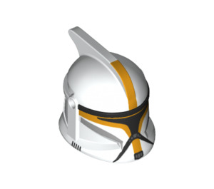 LEGO White Clone Trooper Helmet with Holes with Commander Orange Stripe (61189 / 79912)