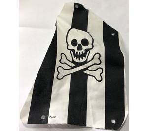 LEGO White Cloth Sail 2 with Black Stripes, Skull and Crossbones Pattern