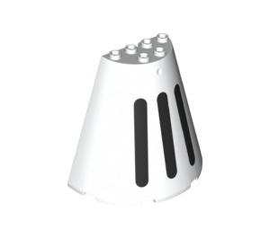 LEGO Bianco Cono 8 x 4 x 6 Metà con Nero Strisce (47543 / 67892)