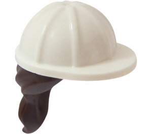 LEGO White Construction Helmet with Dark Brown Hair (16178 / 29211)