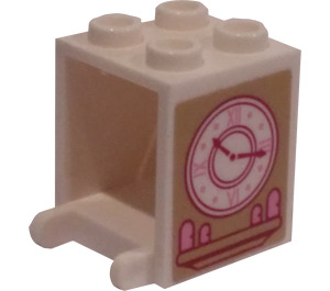 LEGO White Container 2 x 2 x 2 with Clock and Shelf Sticker with Recessed Studs (4345)