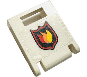 LEGO Blanco Contenedor Caja 2 x 2 x 2 Puerta con Ranura con Fuego logo Pegatina con fondo transparente (4346)